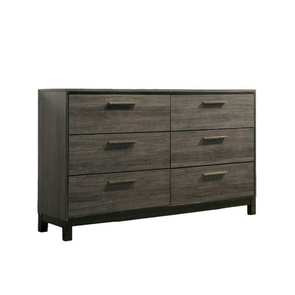 Ioana Antique Grey Finish Wood 6 Drawers Dresser
