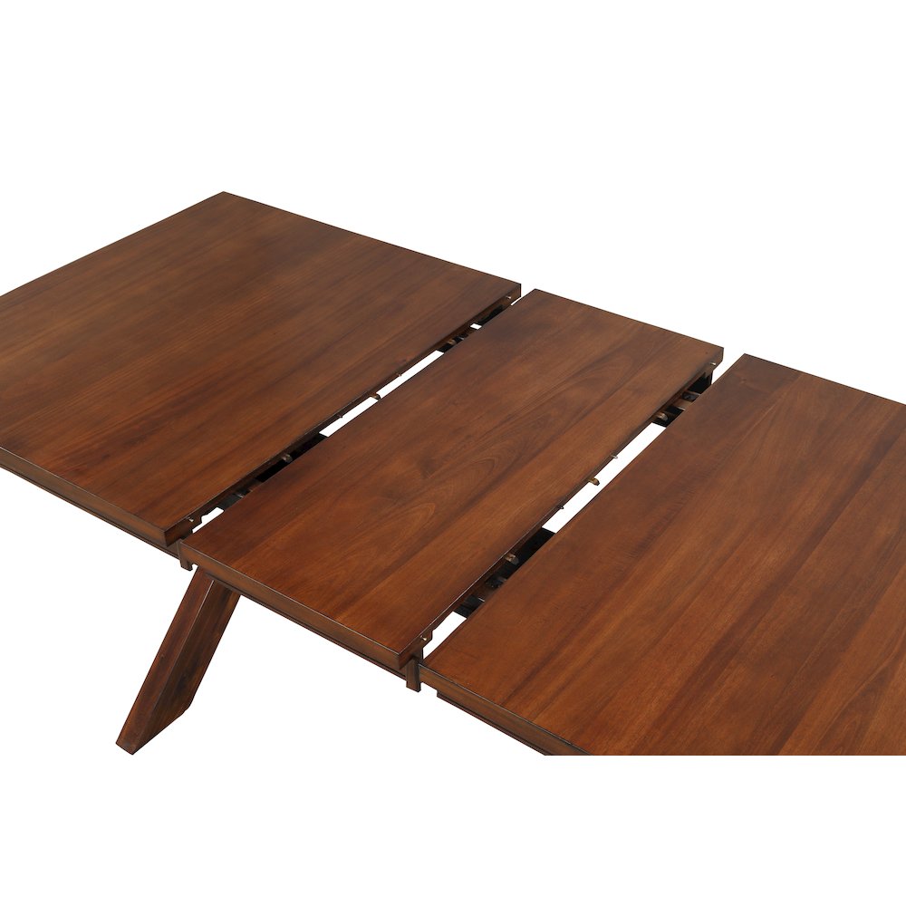 Karven Wood Trestle Extendable Dining Table with Leaf, Dark Hazelnut