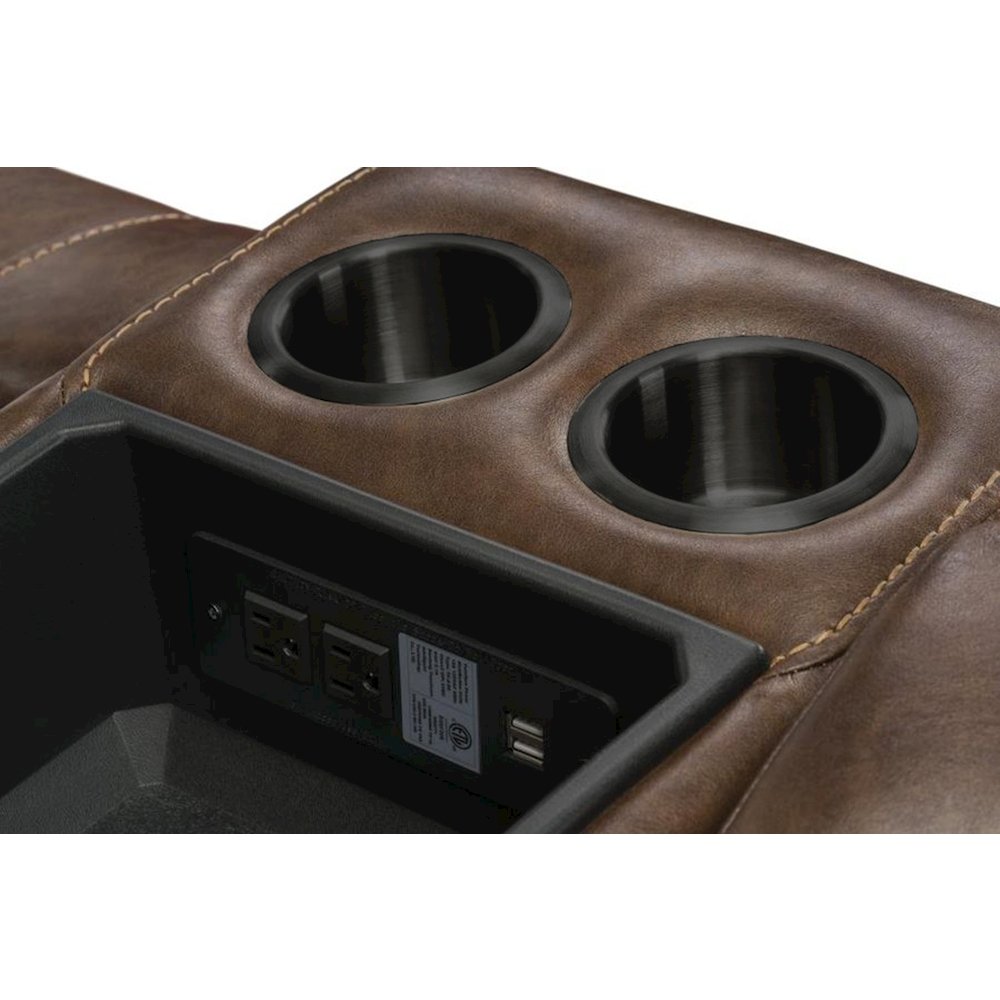 Achern Leather Manual Reclining Sofa and Loveseat, Storage Console and USB Port