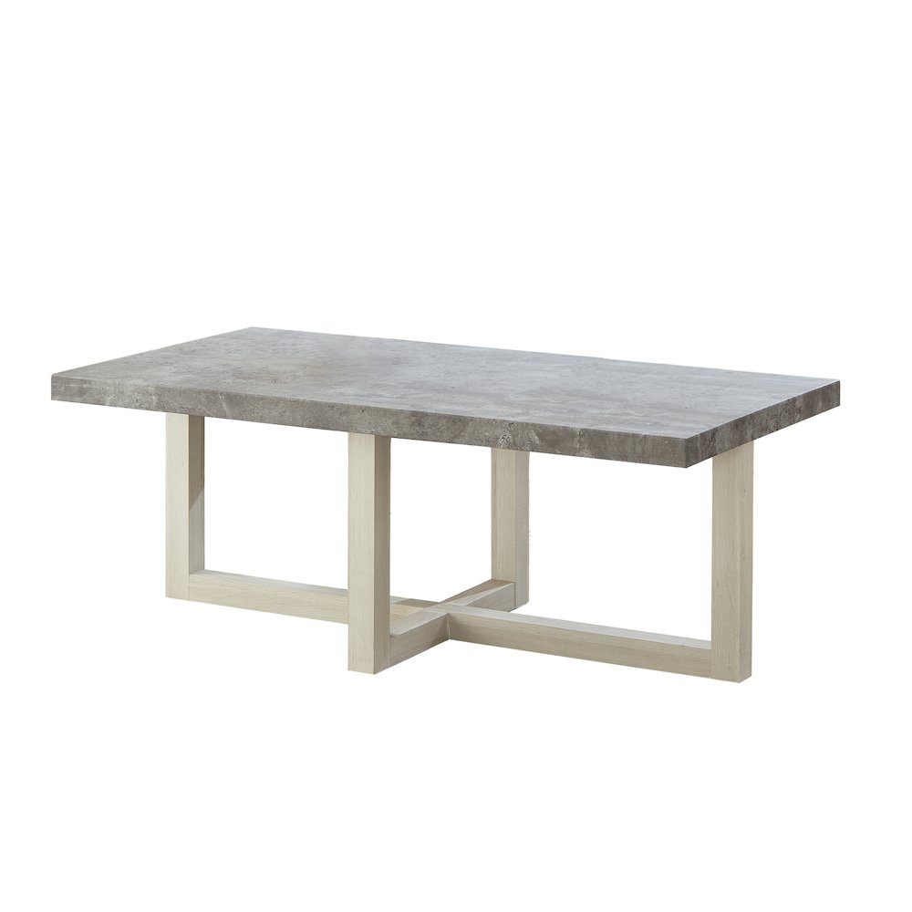 Luno Contemporary Coffee Table, Faux Concrete and White