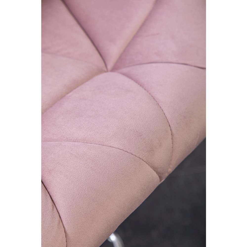 Breni Velvet Diamond Tufted Swivel Adjustable Height Barstool, Set of 2, Mauve
