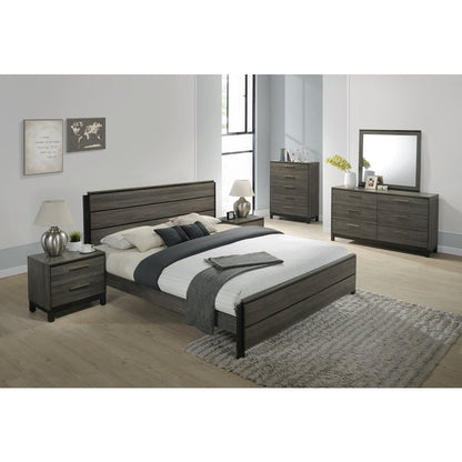 Ioana Antique Grey Finish Wood 6 Drawers Dresser and Mirror