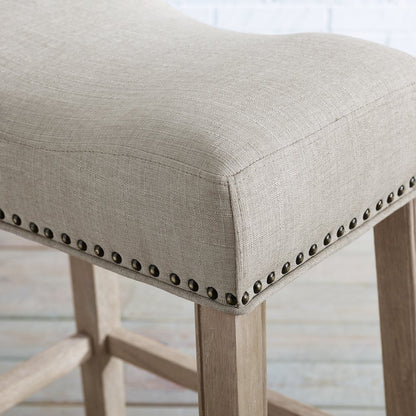 CoCo Upholstered Backless Saddle Seat Bar Stools 29" height Set of 2, Tan