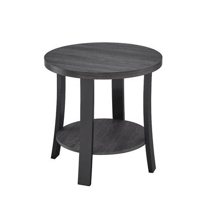 Anze Contemporary Oval Wood Shelf 3-Pc Coffee Table Set in Charcoal Finish