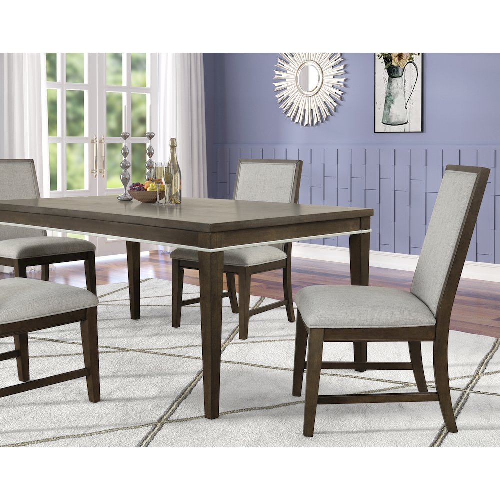 Aberll Wood Dining Room Set, Table with 6 Side Chairs, Gray