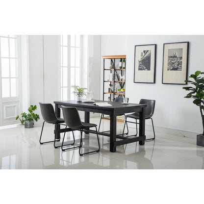 Lotusville Antique Wood Finished Dining Set: Table and Four Chairs, Grey