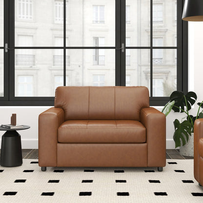 Sakan Leather Upholstered Cutler Lounge Chair, Caramel