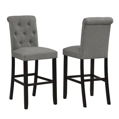 Leviton Solid Wood Tufted Asons Barstool, Set of 2, Gray