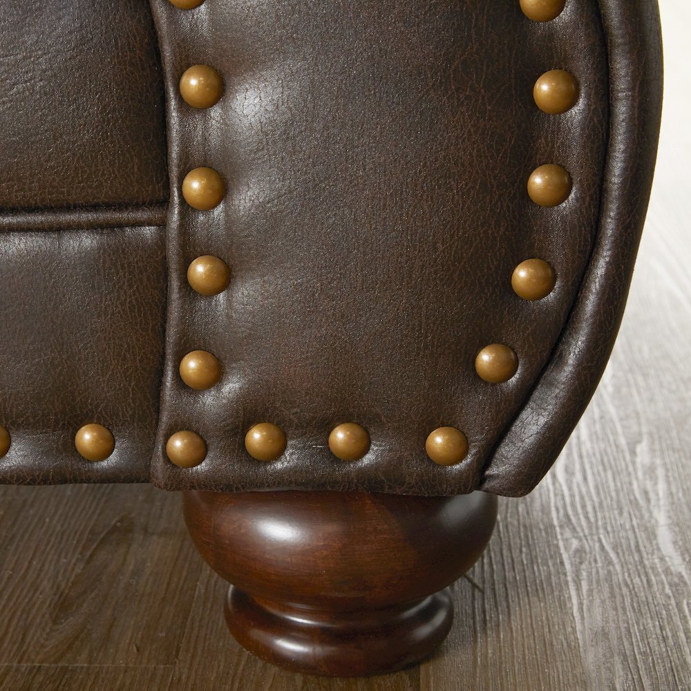 Leinster Faux Leather Upholstered Nailhead Chair in Espresso