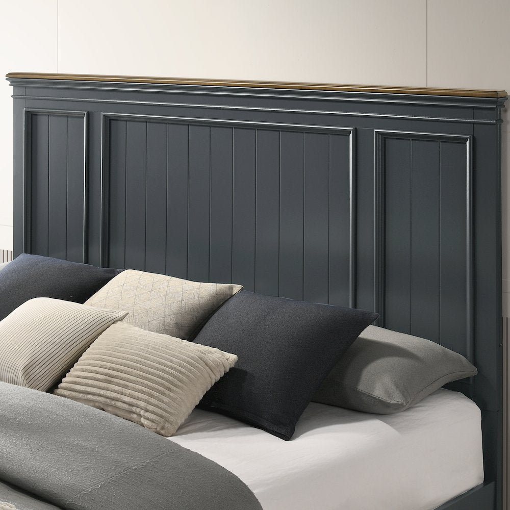 Clelane Shiplap Wood Panel Bed, King, Slate Blue