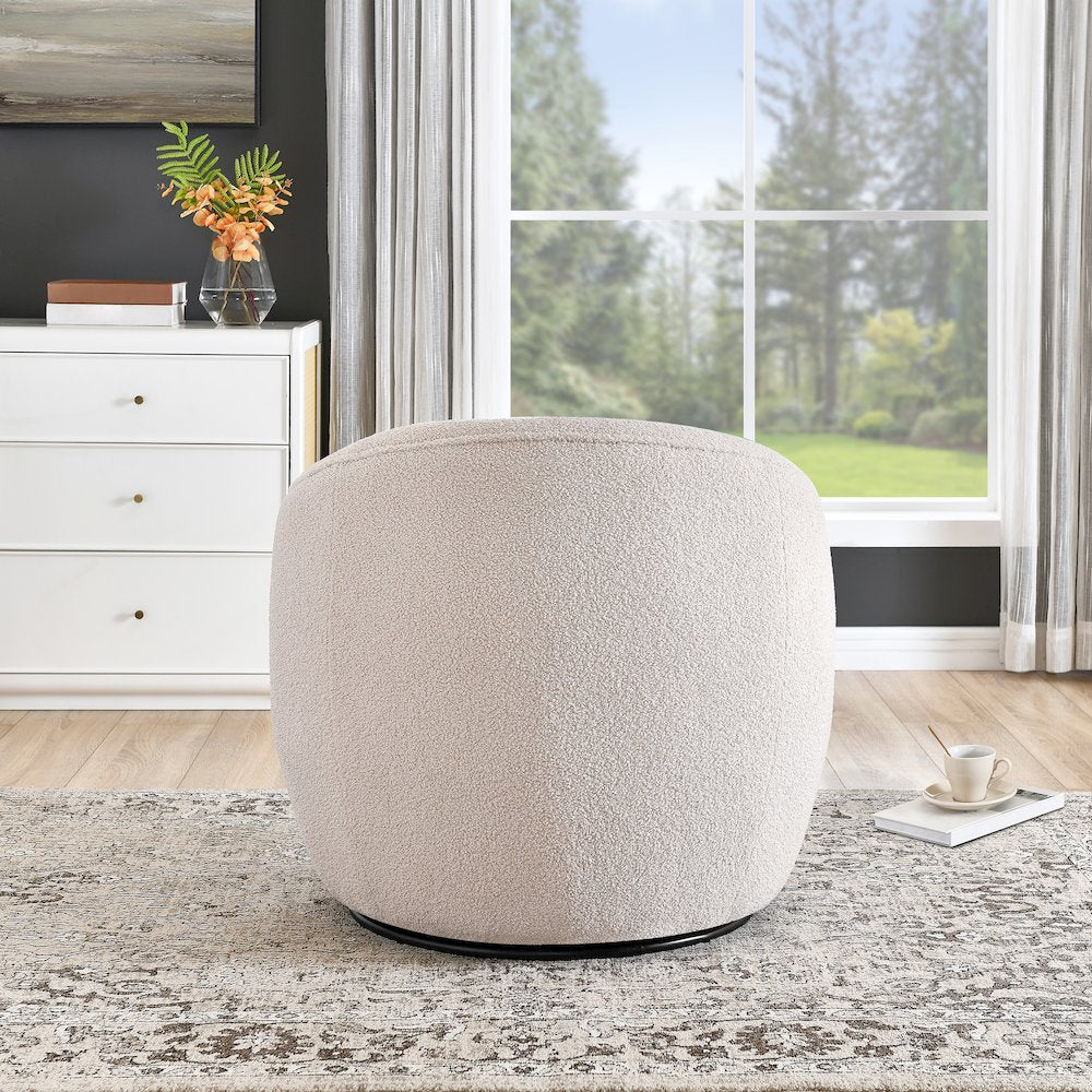 Galleria 360 Swivel Teddy Sherpa Barrel Chair, Beige