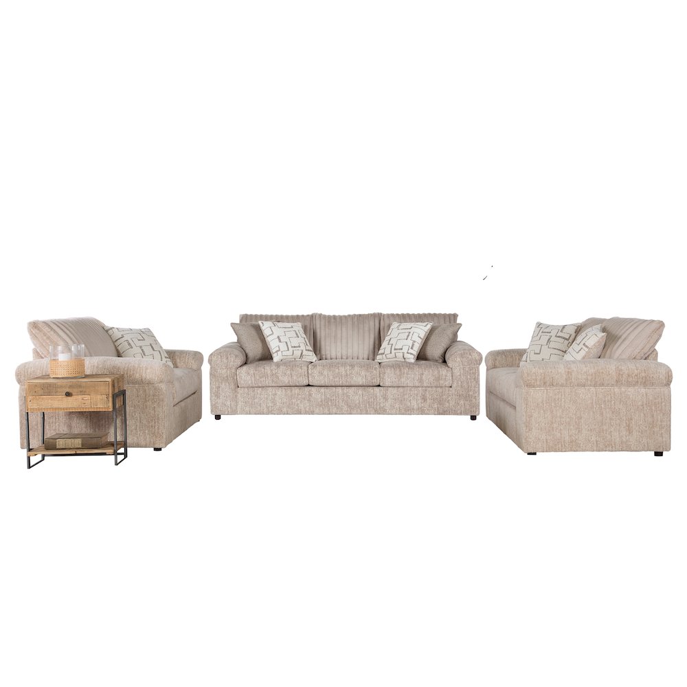 Nason Wide Wale Corduroy Sofa, Loveseat, and Cuddle Chair Set, Parchment