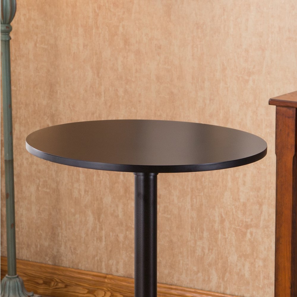 Belham Black Round Top with Black Leg And Base Metal Bar Table