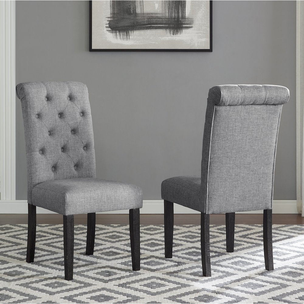 Leviton Urban Style Dark Wash Wood Dining Set: Table, 4 Chairs and Bench, Gray