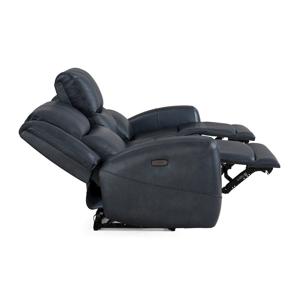 Cozura Leather Power Dual Reclining Sofa, Chesapeake Blue
