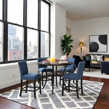 Blue Counter Height Dining Table Set with Tall Chairs, 5-Piece