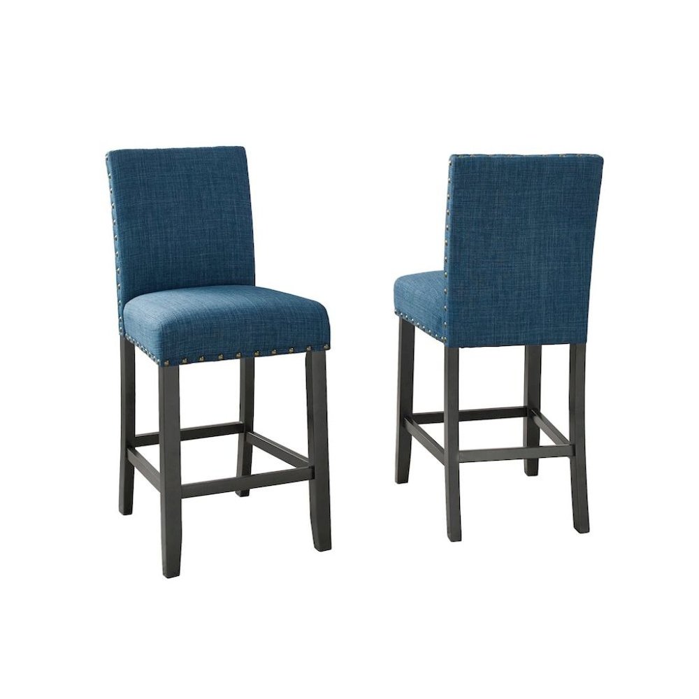 Blue Counter Height Dining Table Set with Tall Chairs, 5-Piece