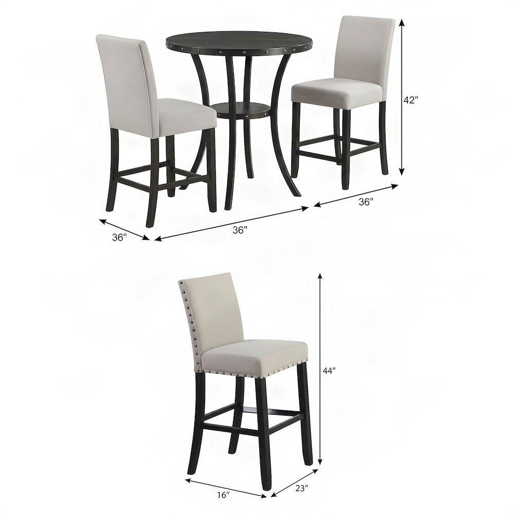 FurniFact Indoor Bistro Set with Metal Frame and MDF Top