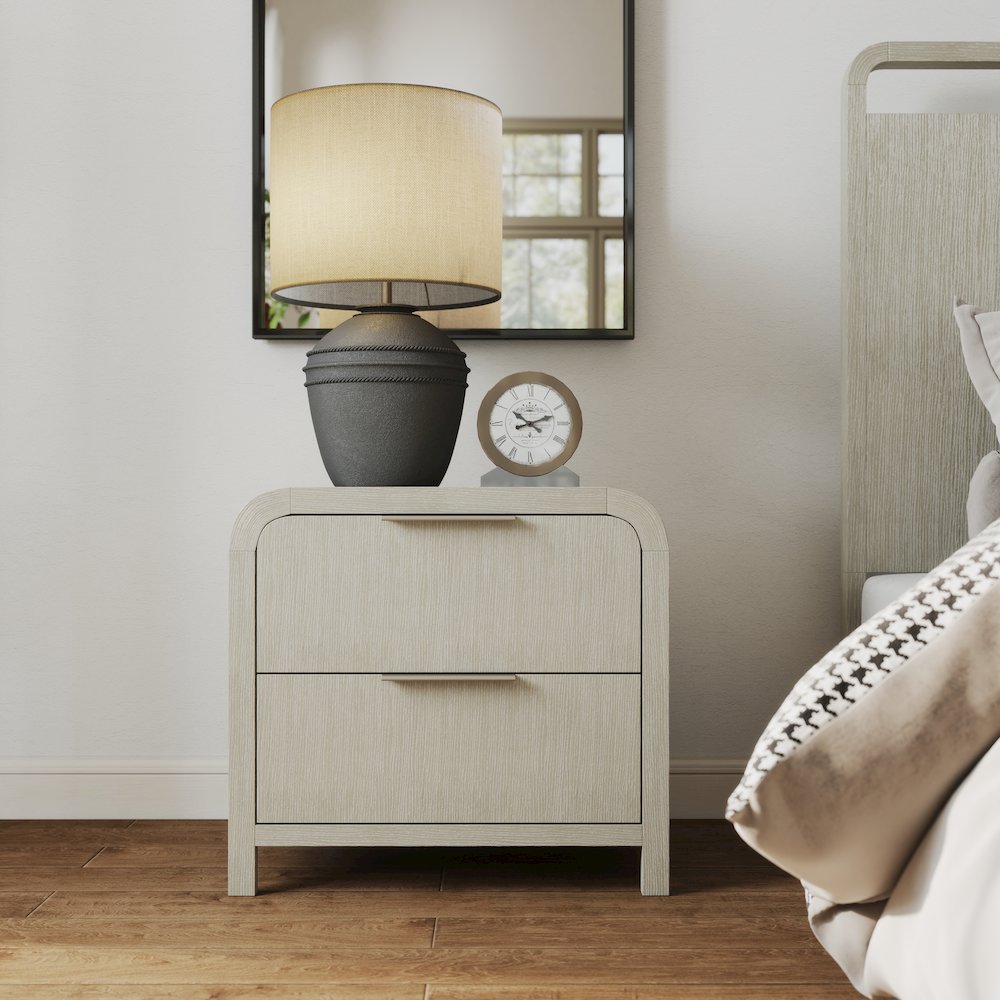 Tavari Contemporary 2-Drawer Wood Nightstand, Light Gray