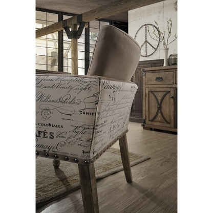 Birmingham Script Printed Driftwood Finish Dining Arm Chair, Set of 2