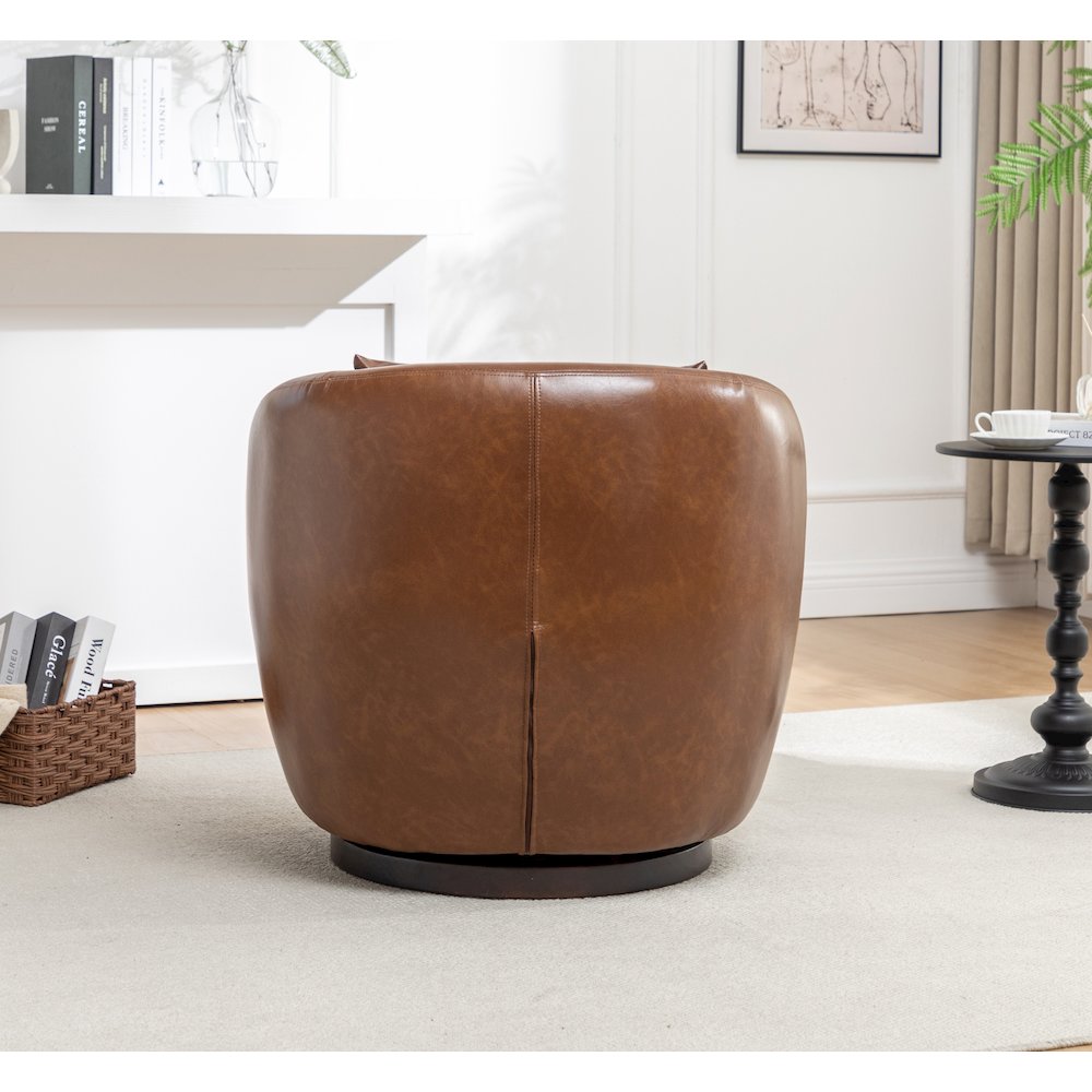 Orenza Modern Faux Leather Swivel Barrel Accent Club Chair