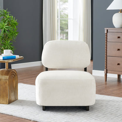 Solara Modern Accent Chair with Solid Wood Frame, White