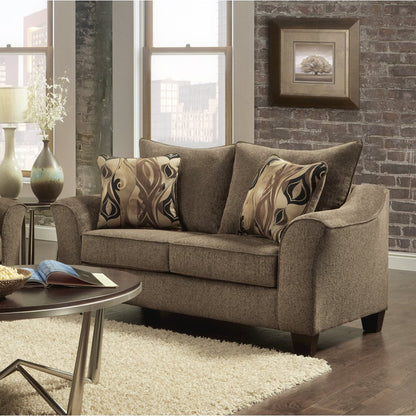 Camero Cafe Fabric Pillowback Sofa and Loveseat Set
