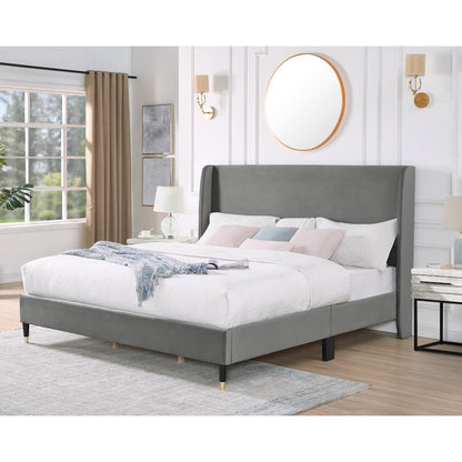 Arles Upholstered Bedroom Set,Wingback Platform Bed with 2Nightstands, King