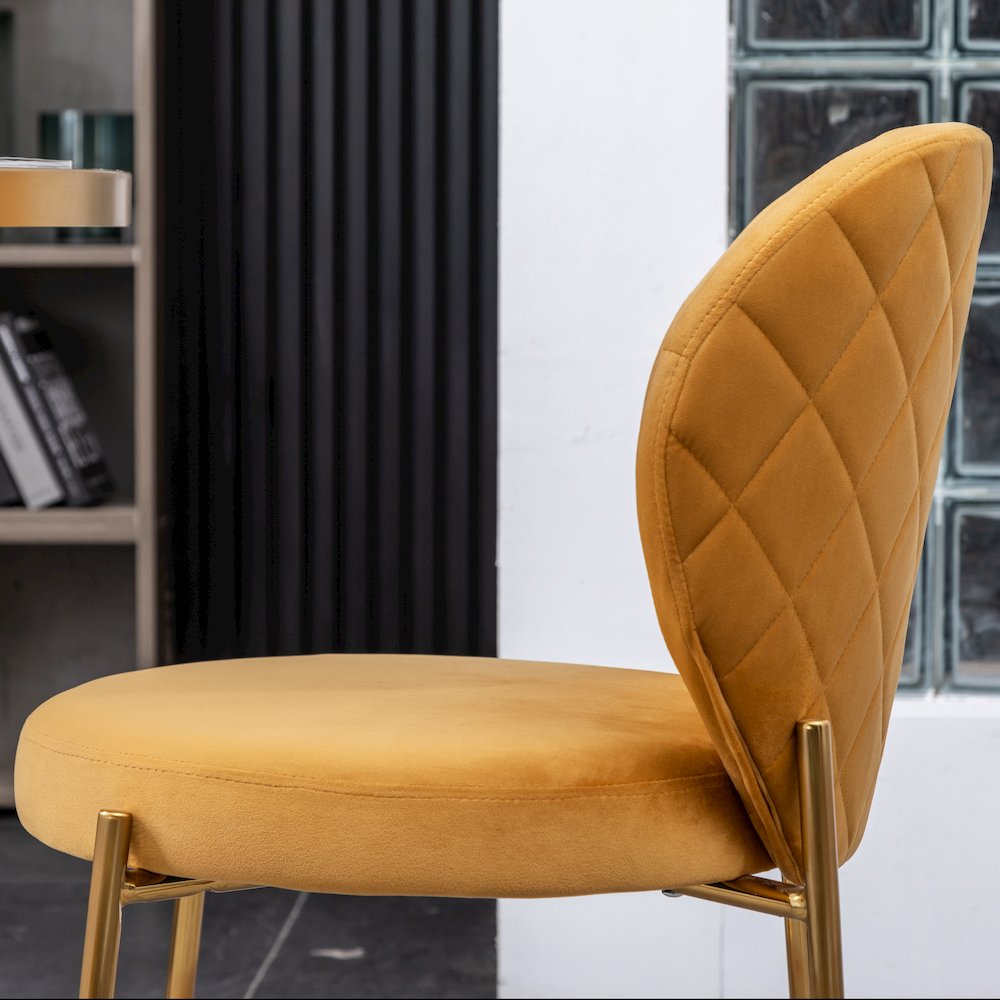 Amoa Contemporary Velvet Upholstery Dining Chair, Yellow, Set of 2