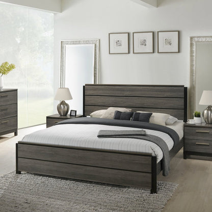 Ioana Antique Grey Finish Wood Queen Size Bed