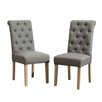 Amonia 7-Pc Dining Set, Turned-Leg Dining Table with 6 Tufted Chairs, Gray