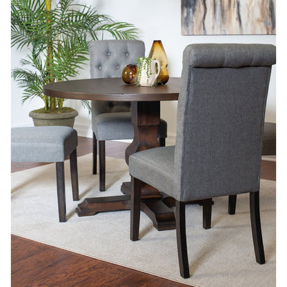 Kerbau 5-Pc Dining Set, Pedestal Round Table with 4 Stylish Chairs, Gray