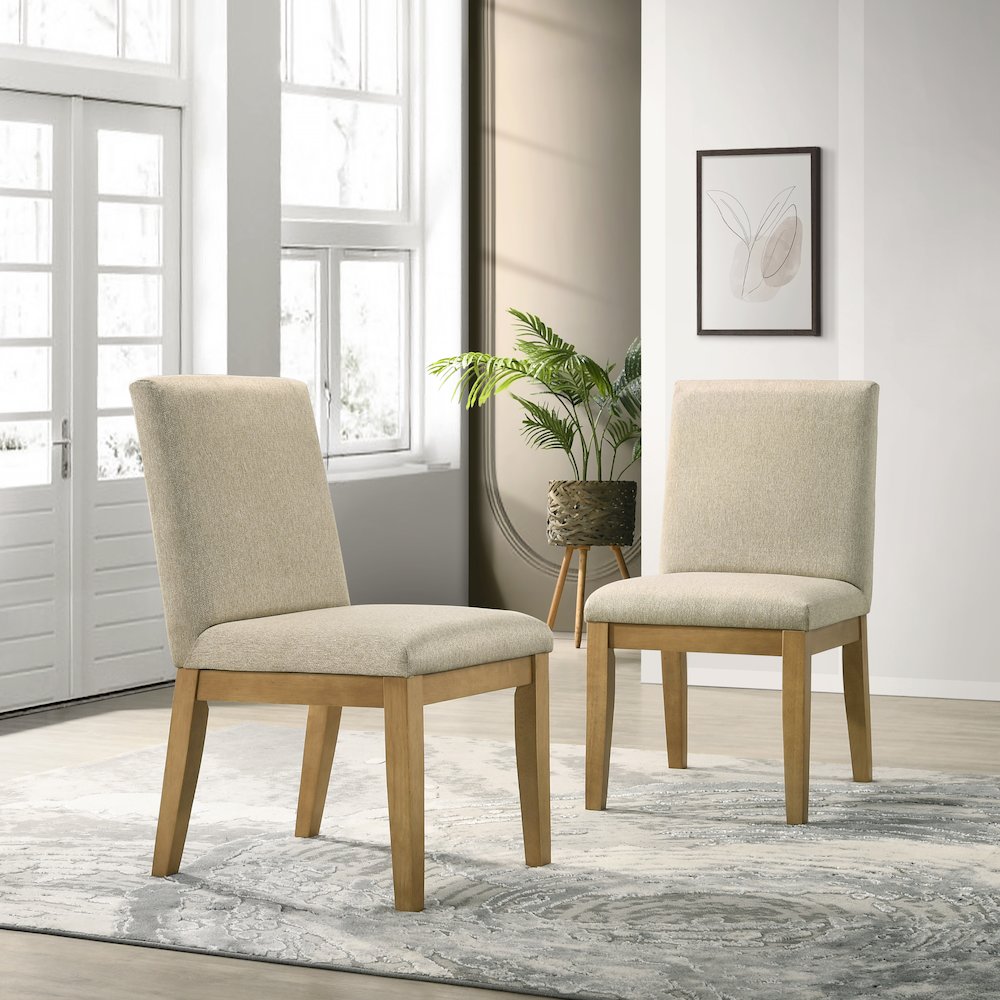 Rocco Contemporary Solid Wood Dining Chairs, Set of 2, Driftwood