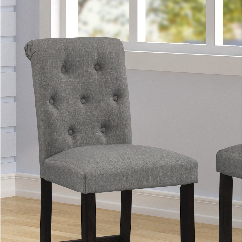 Leviton Solid Wood Tufted Asons Barstool, Set of 2, Gray