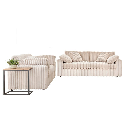 Belvoir 2-Piece Living Room Set, Sofa and Loveseat, Beige Champagne