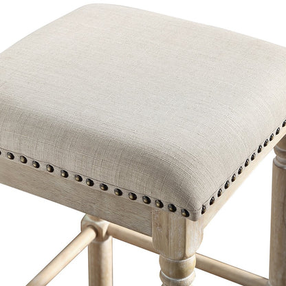 Arnhem Wood Tan Upholstered Bar Stools, Set of 2