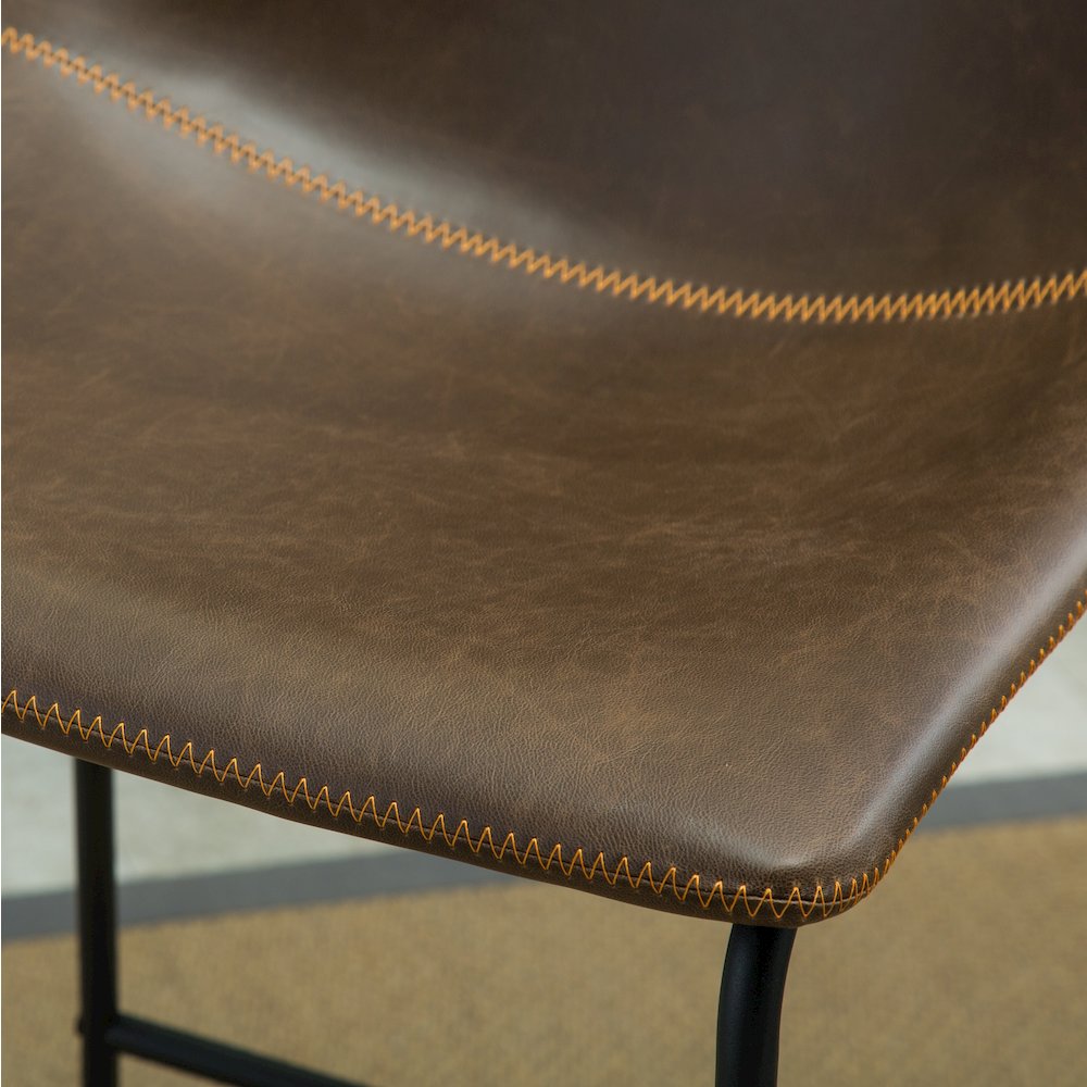 Lotusville Vintage PU Leather Dining Chairs, Antique Brown, Set of 2
