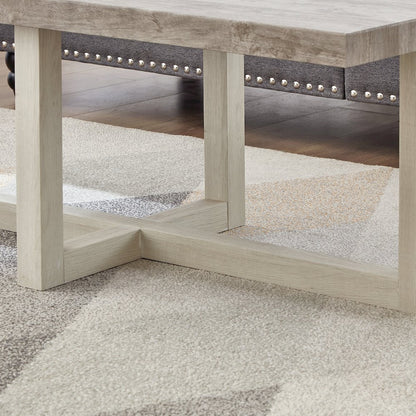 Luno Contemporary Coffee Table, Weathered Gray and Beige