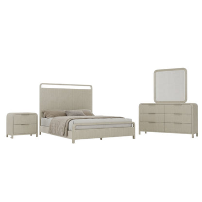 Tavari 4-PC Queen Bedroom Set with Bed, Dresser, Mirror, Nightstand, Light Gray