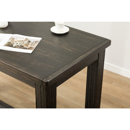 Leviton Antique Black Finished Wood 5-Pc Pub Set, Table with 4 Barstools, Blue