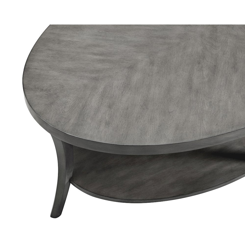 Perth Contemporary Oval Shelf Coffee Table, Gray