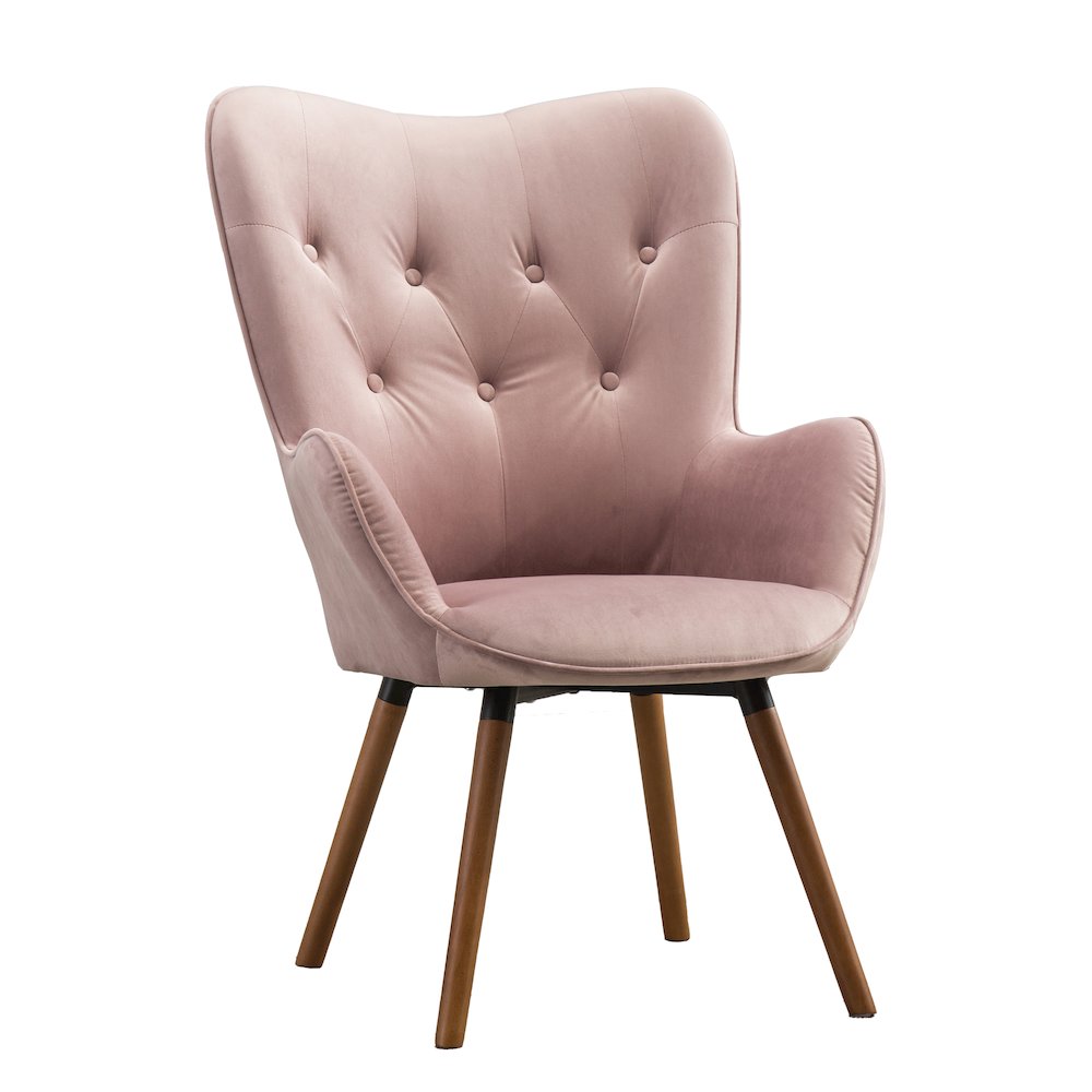 Doarnin Contemporary Silky Velvet Tufted Button Back Accent Chair, Mauve