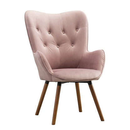 Doarnin Contemporary Silky Velvet Tufted Button Back Accent Chair, Mauve