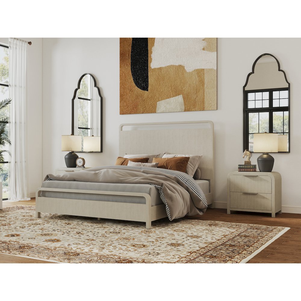 Tavari 3-PC Bedroom Set with Panel Bed and Two Nightstands in Light Gray, Queen