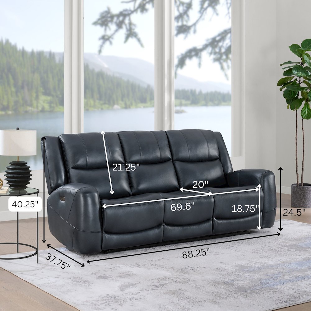 Cozura Leather Power Recling Sofa and Loveseat, Chesapeake Blue