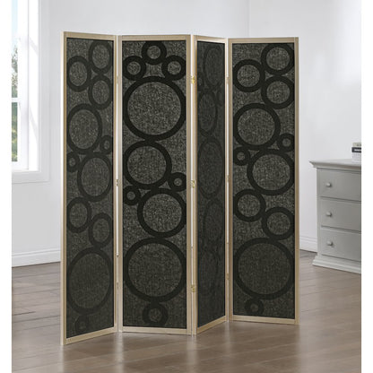 4-Panel Room Divider, Decorative Folding Freestanding Privacy Screen, Gold
