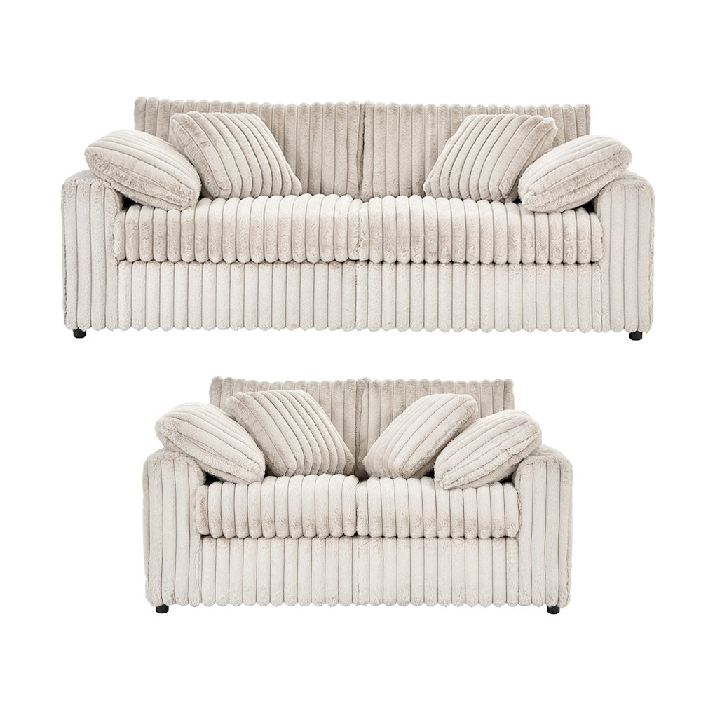 Belvoir 2-Piece Living Room Set, Sofa and Loveseat, Beige Champagne
