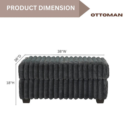 Belvoir 2-PC Living Room Set, L-shape Sectional and Accent Ottoman, Charcoal