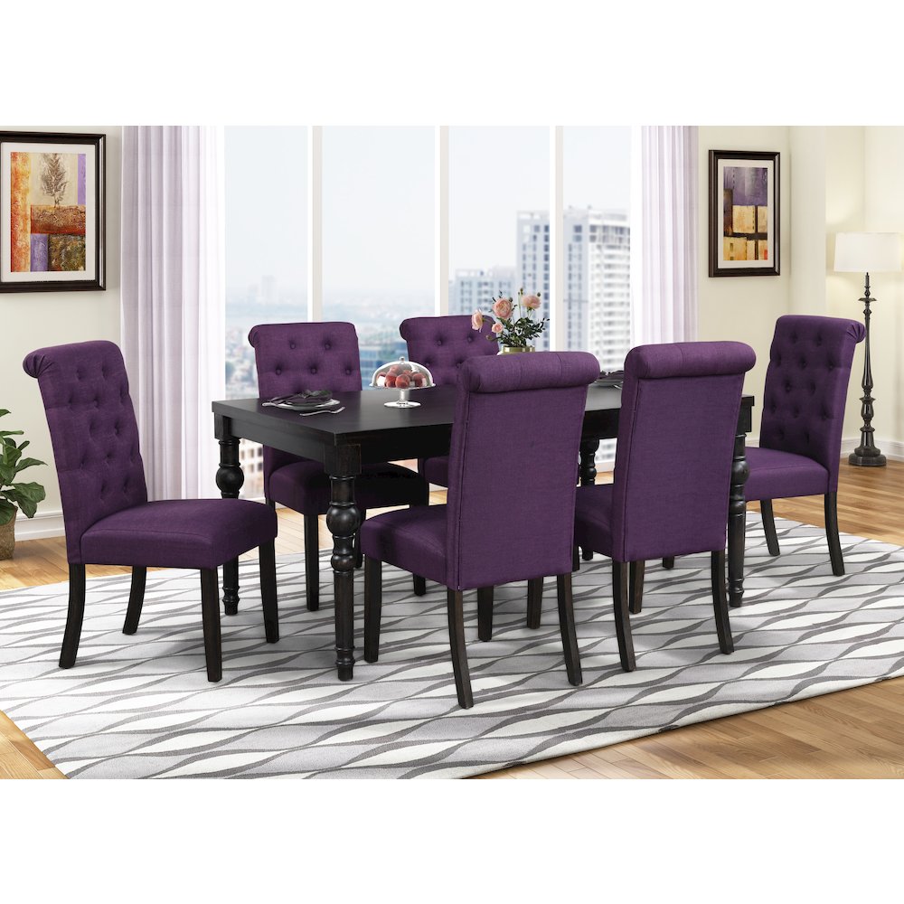 Leviton Urban Style Dining Set: Table and 6 Chairs, Purple