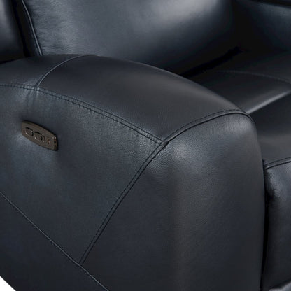 Cozura Leather Power Dual Reclining Sofa, Chesapeake Blue